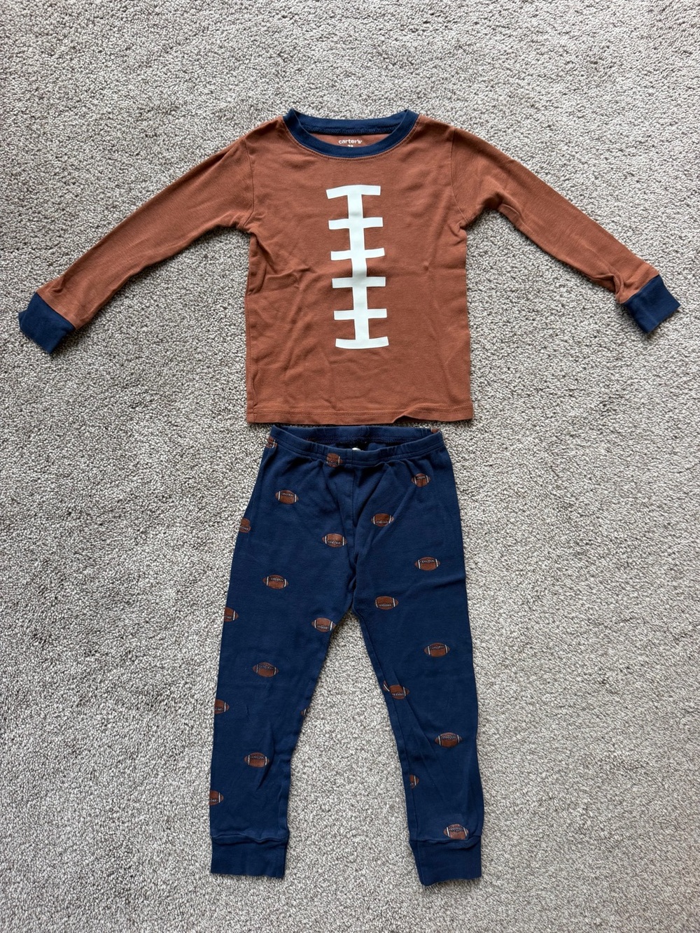 Carter's Toddler Football Two-Piece Pajama Set - Brown & Navy